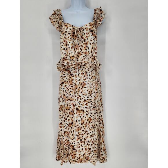 Sophia Jeans by Sofia Vergara Animal Print Peplum Midi Dress Women’s Size Medium - Picture 9 of 9